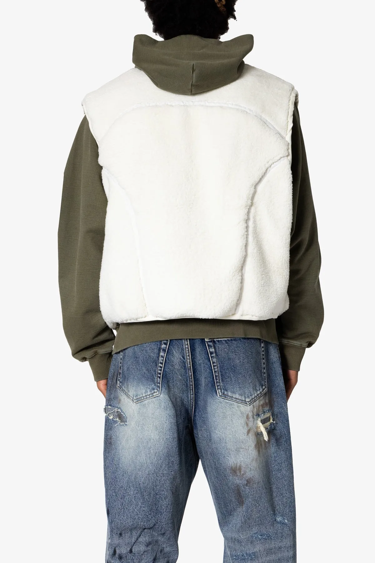 Cropped Tech Sherpa Vest - Cream