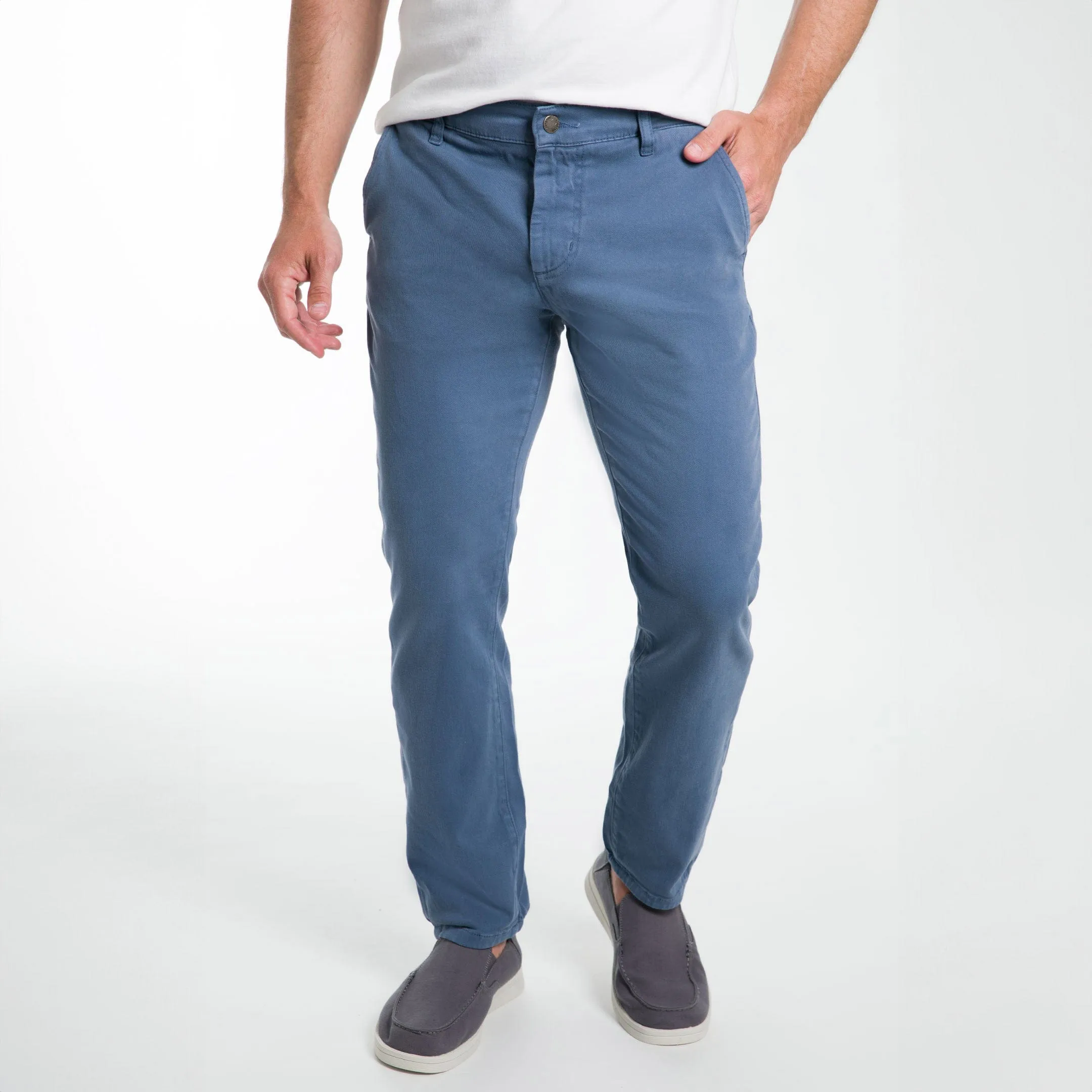 Deep Blue Washed Stretch Chino