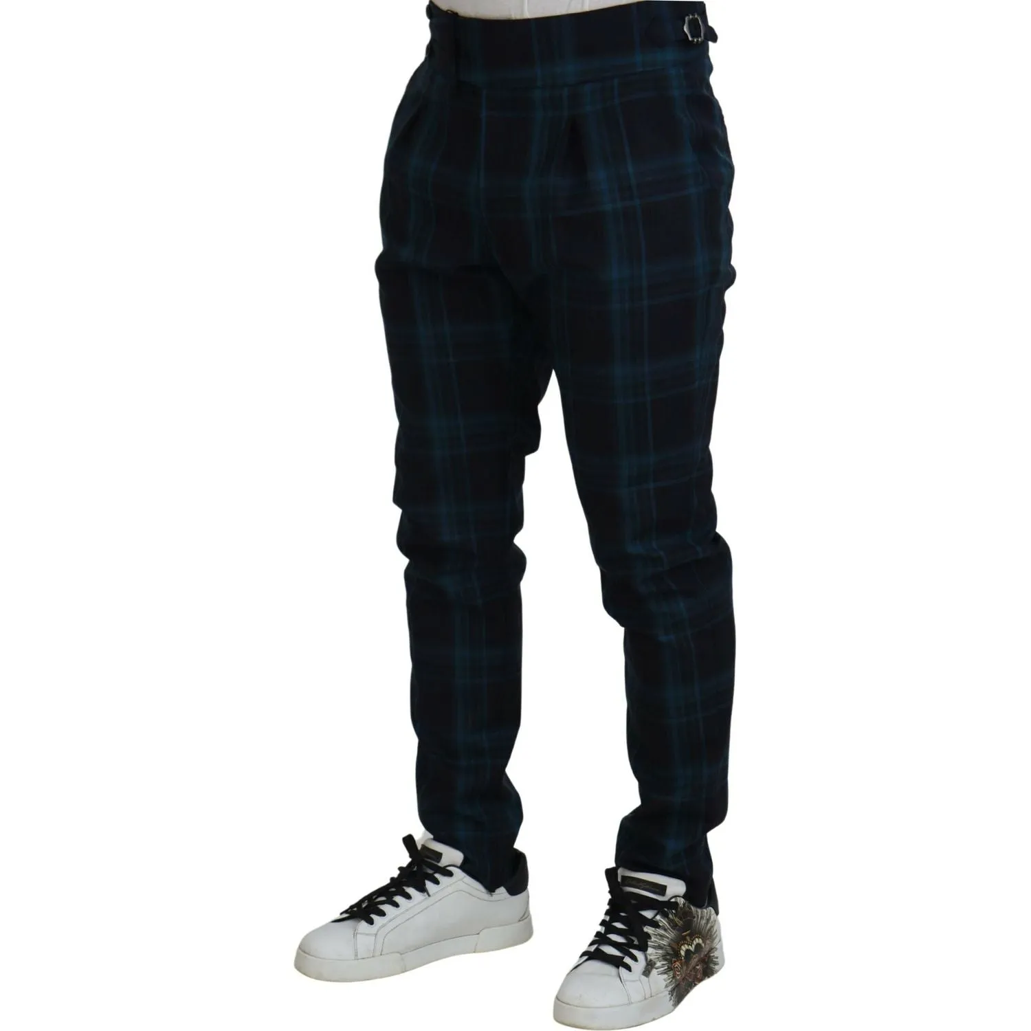 Dolce & Gabbana Elegant Plaid Wool Dress Pants