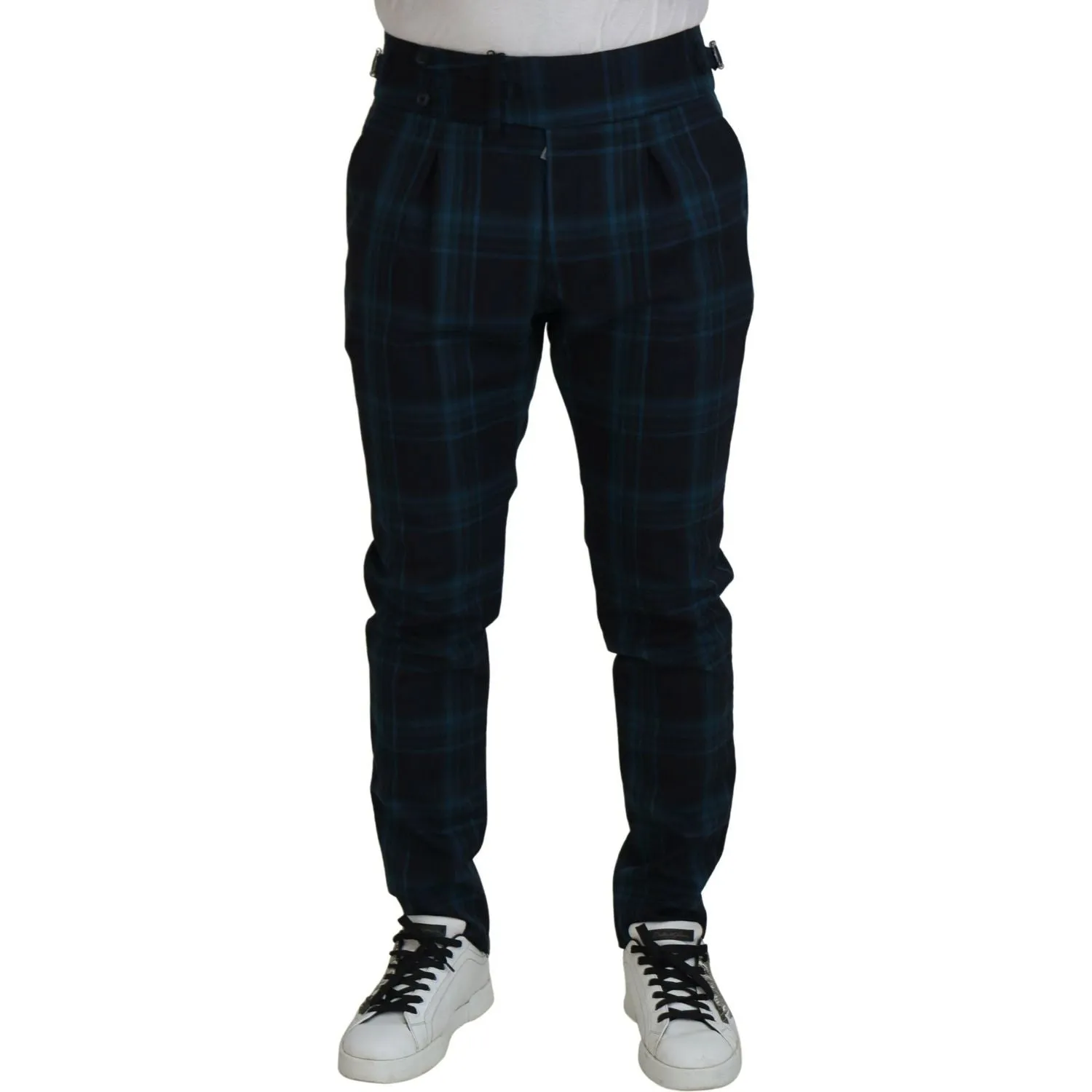 Dolce & Gabbana Elegant Plaid Wool Dress Pants