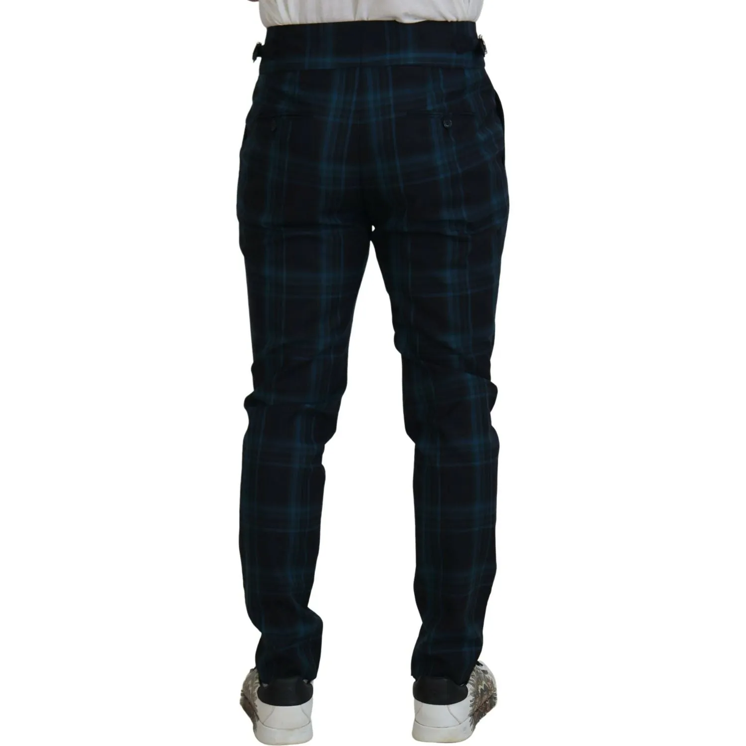 Dolce & Gabbana Elegant Plaid Wool Dress Pants