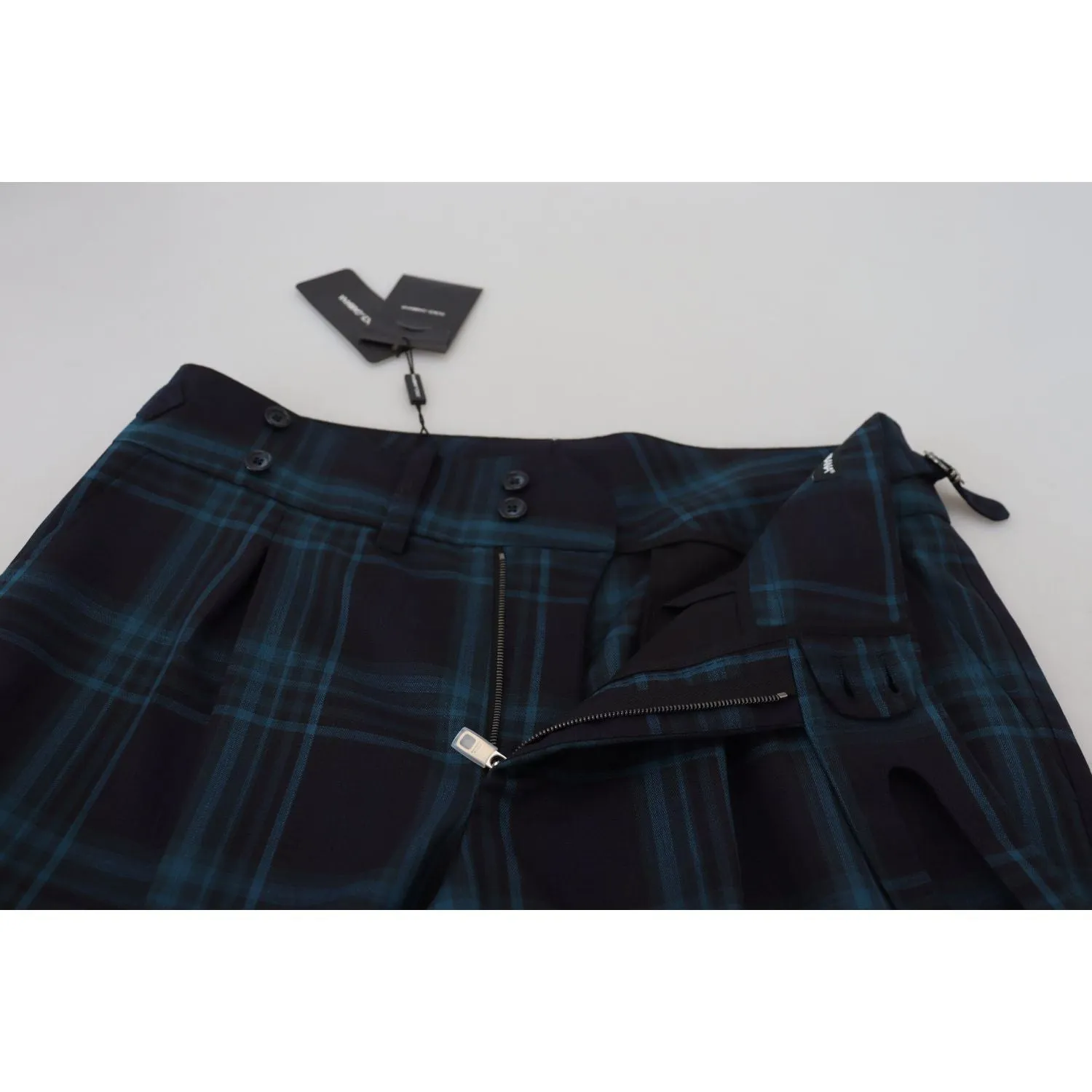 Dolce & Gabbana Elegant Plaid Wool Dress Pants