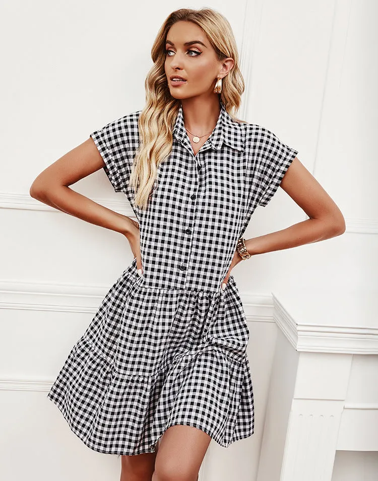 Dooley Plaid Button Down Babydoll Dress