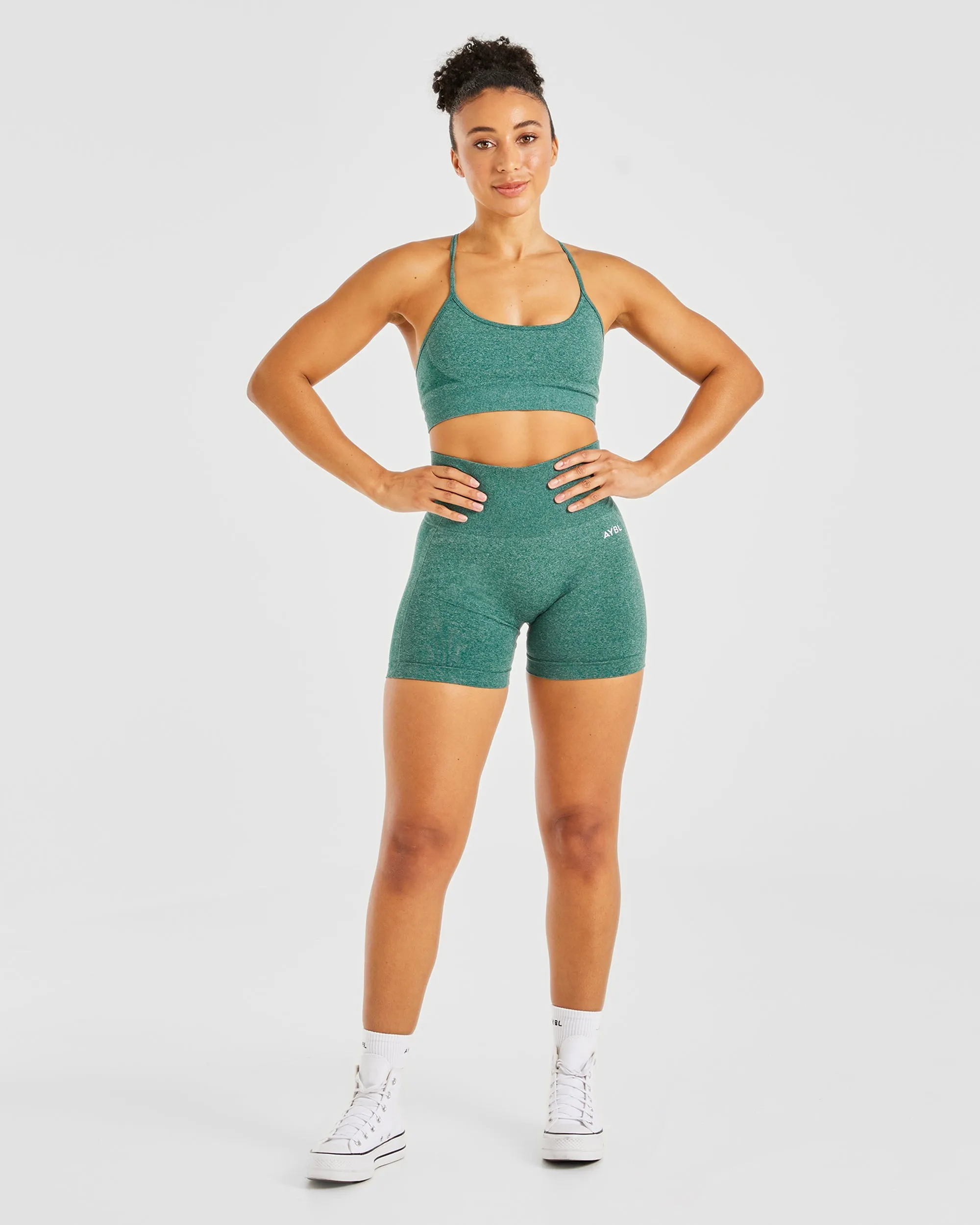 Empower Seamless Shorts - Forest Green Marl