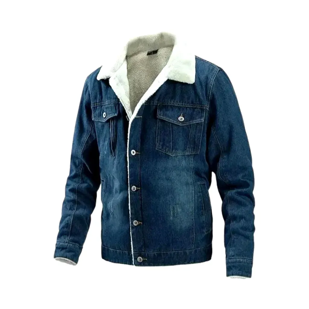 Faded wash regular fit men's denim jacket