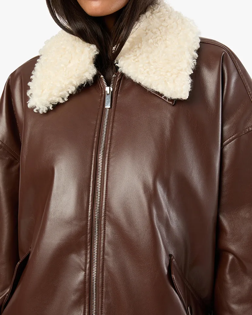 Faux Sherpa Collar Bomber Jacket