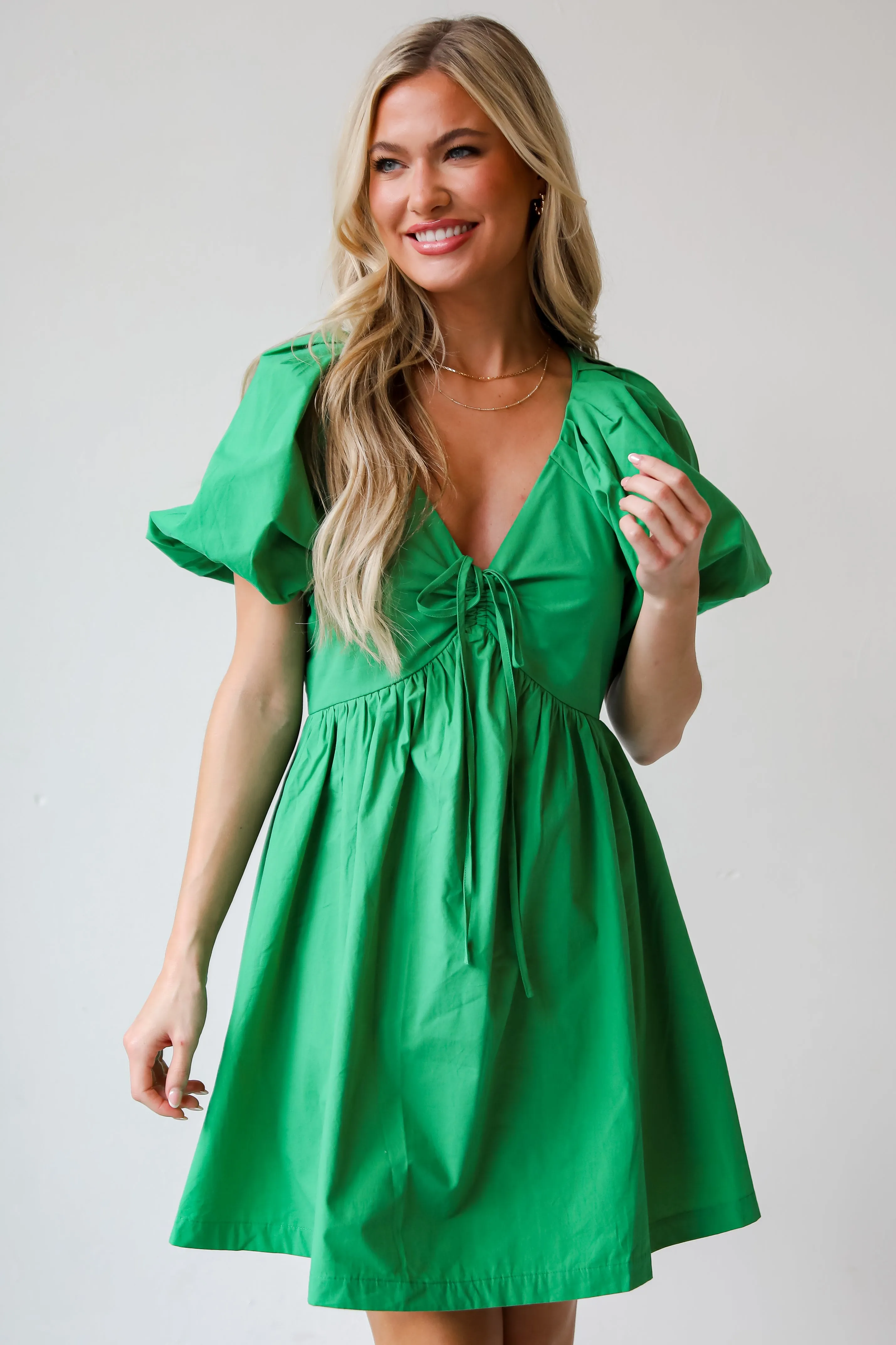 FINAL SALE - Lovable Mindset Kelly Green Babydoll Mini Dress