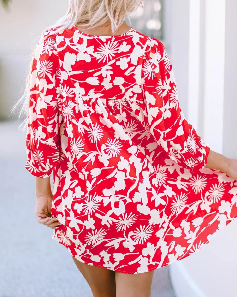 Floral Puff Sleeve Babydoll Dress