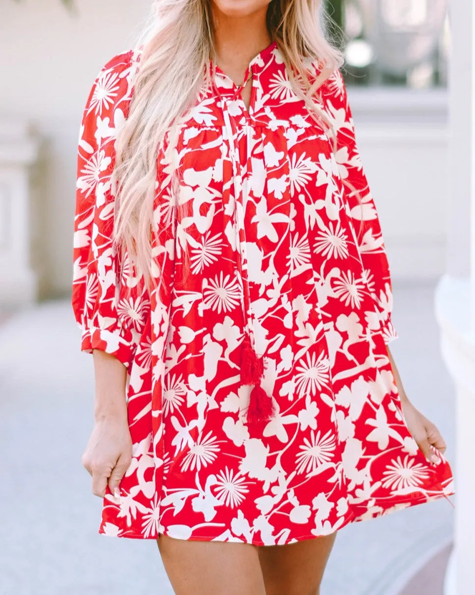 Floral Puff Sleeve Babydoll Dress