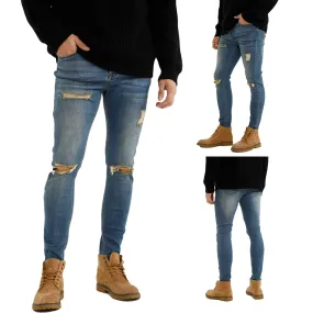 Free Sample Top Quality Side Pocket Ripped Jeans Original Stretch Denim Jeans Mens