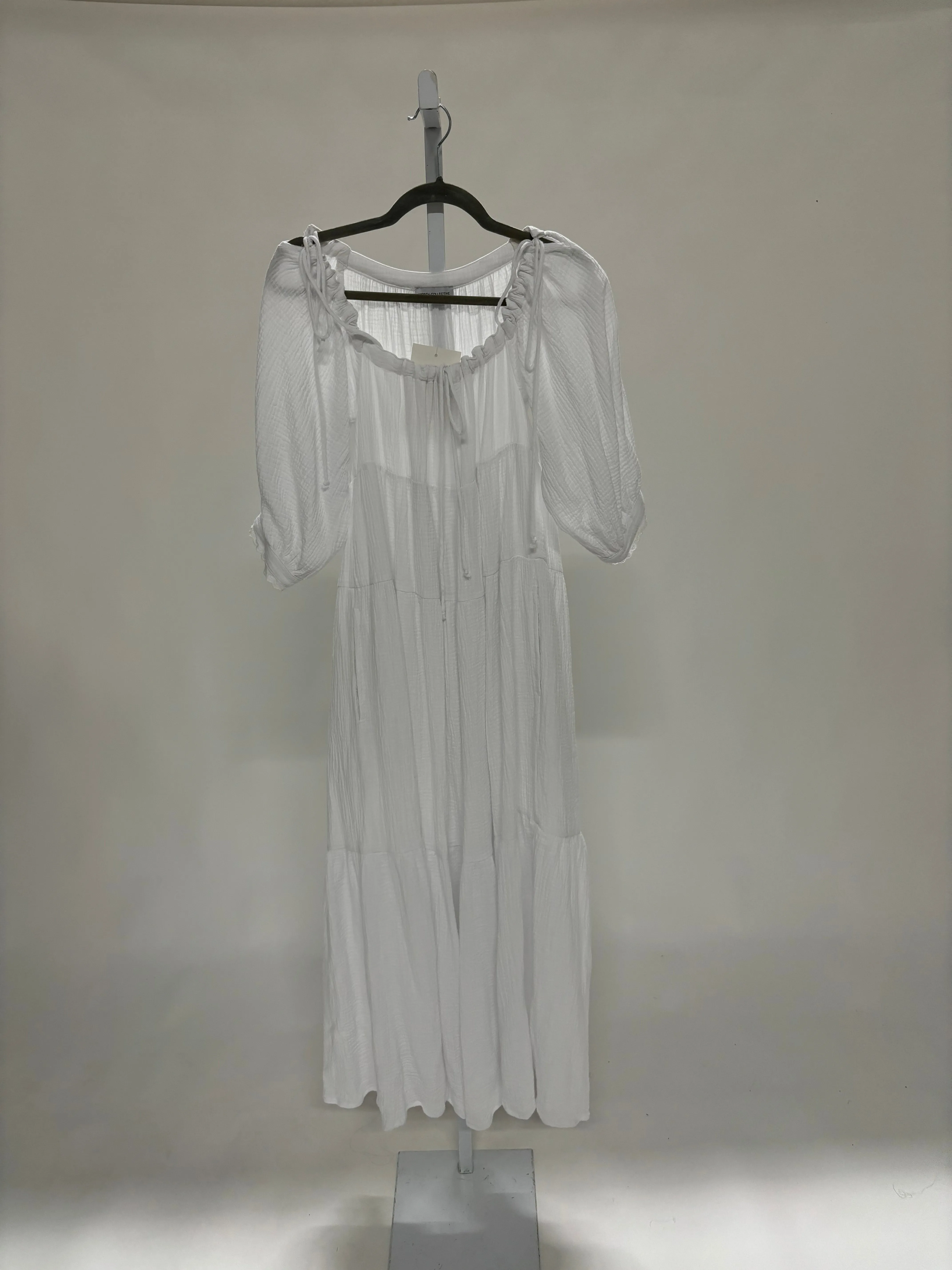 Goddess 100% Cotton Babydoll Maxi Dress in White - Bump Friendly