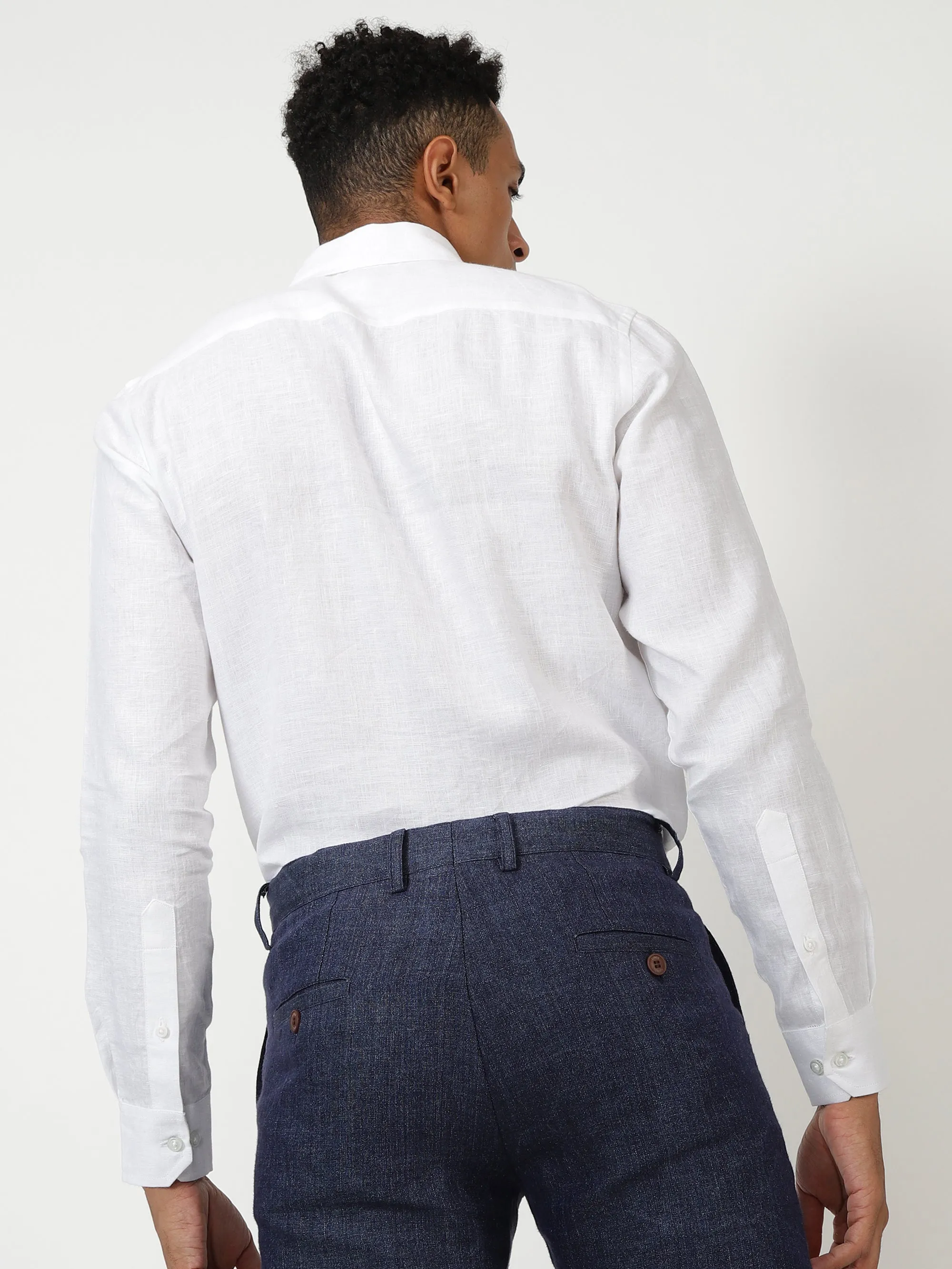 Harvey - Pure Linen Full Sleeve Shirt - White