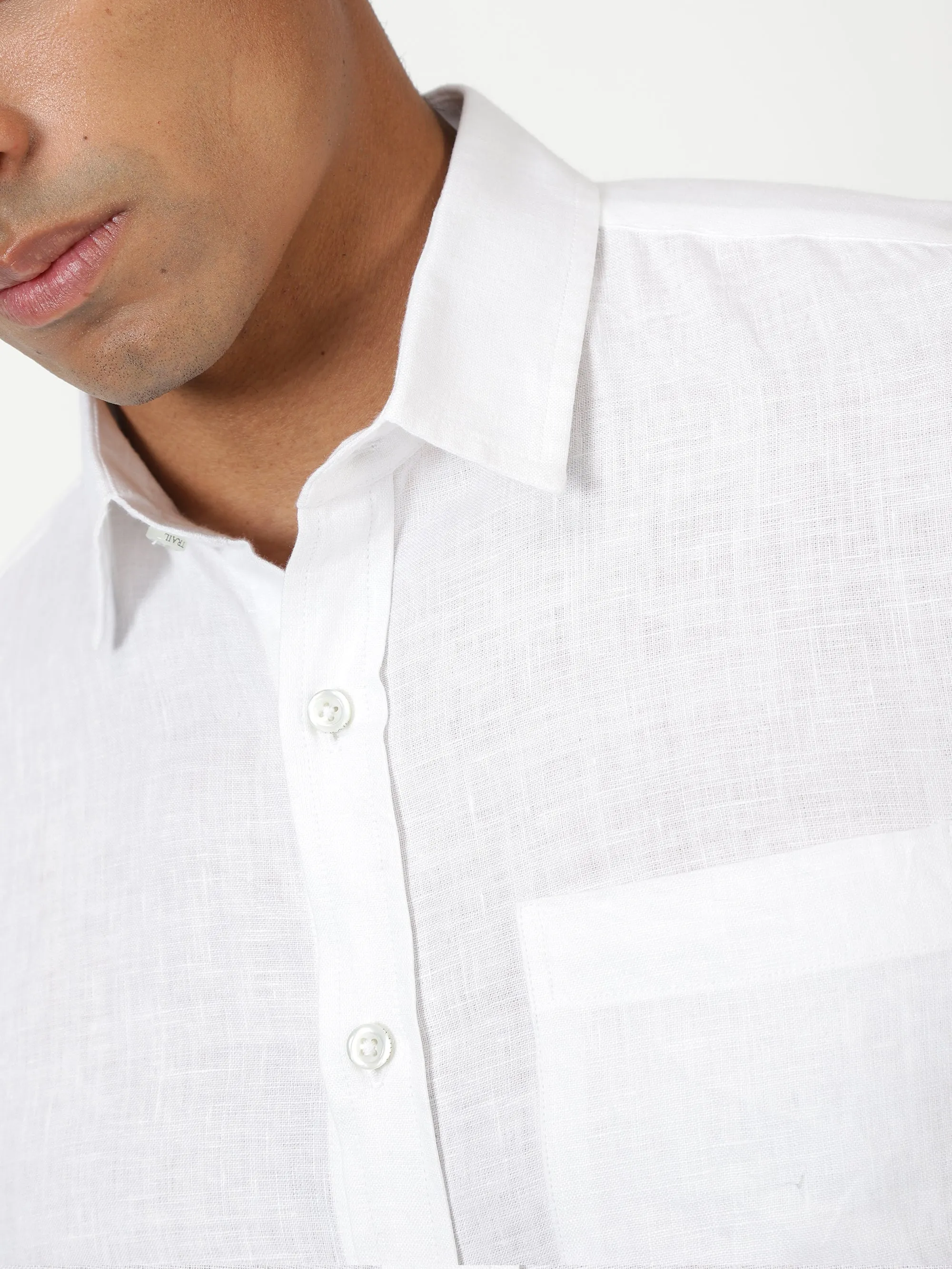 Harvey - Pure Linen Full Sleeve Shirt - White