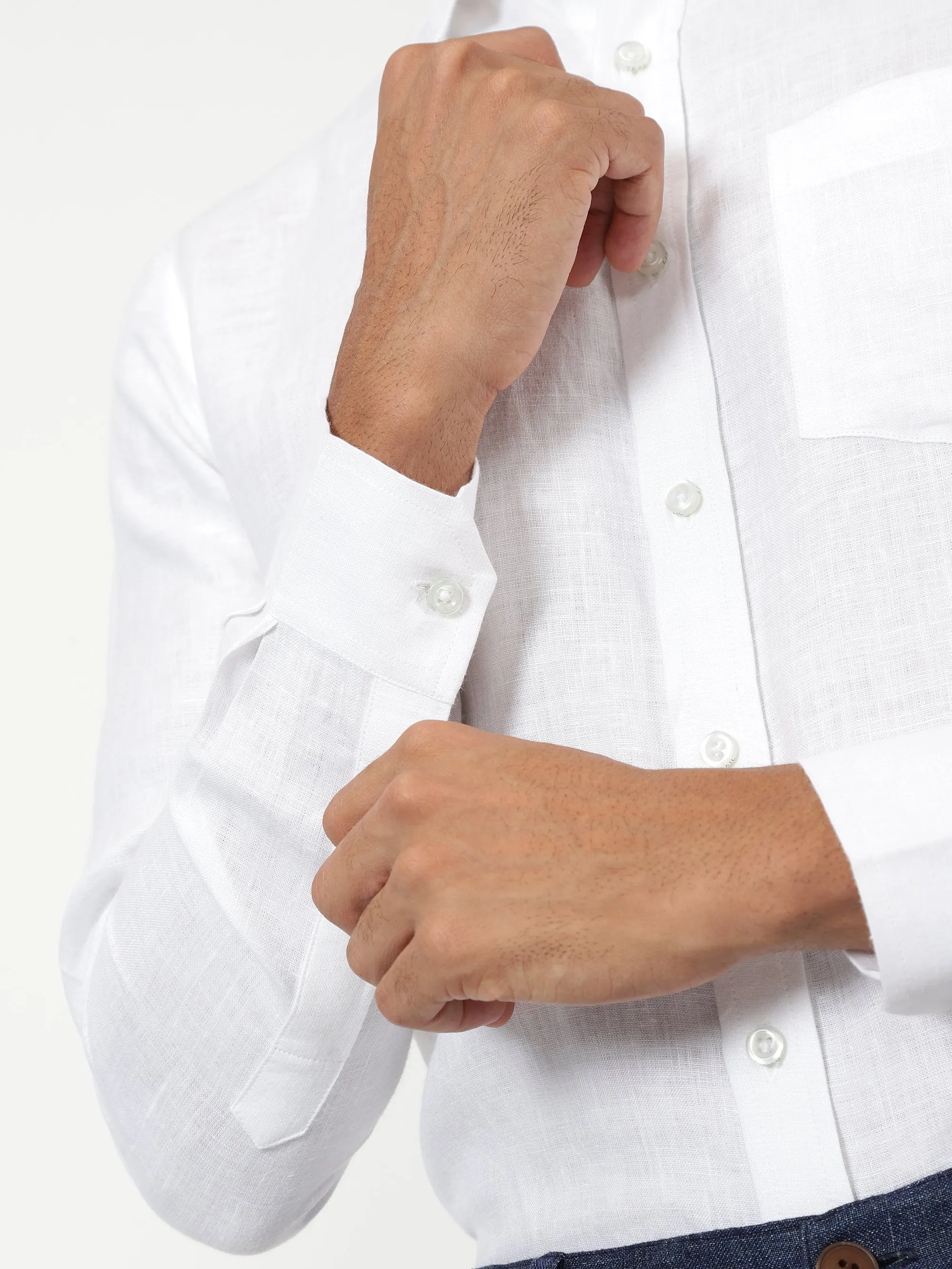 Harvey - Pure Linen Full Sleeve Shirt - White