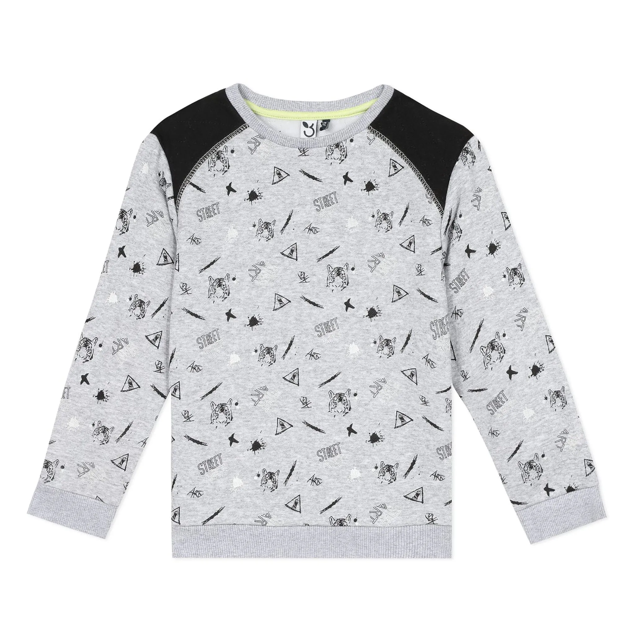 Heather grey printed fleece sweatshirt  - FINAL SALE