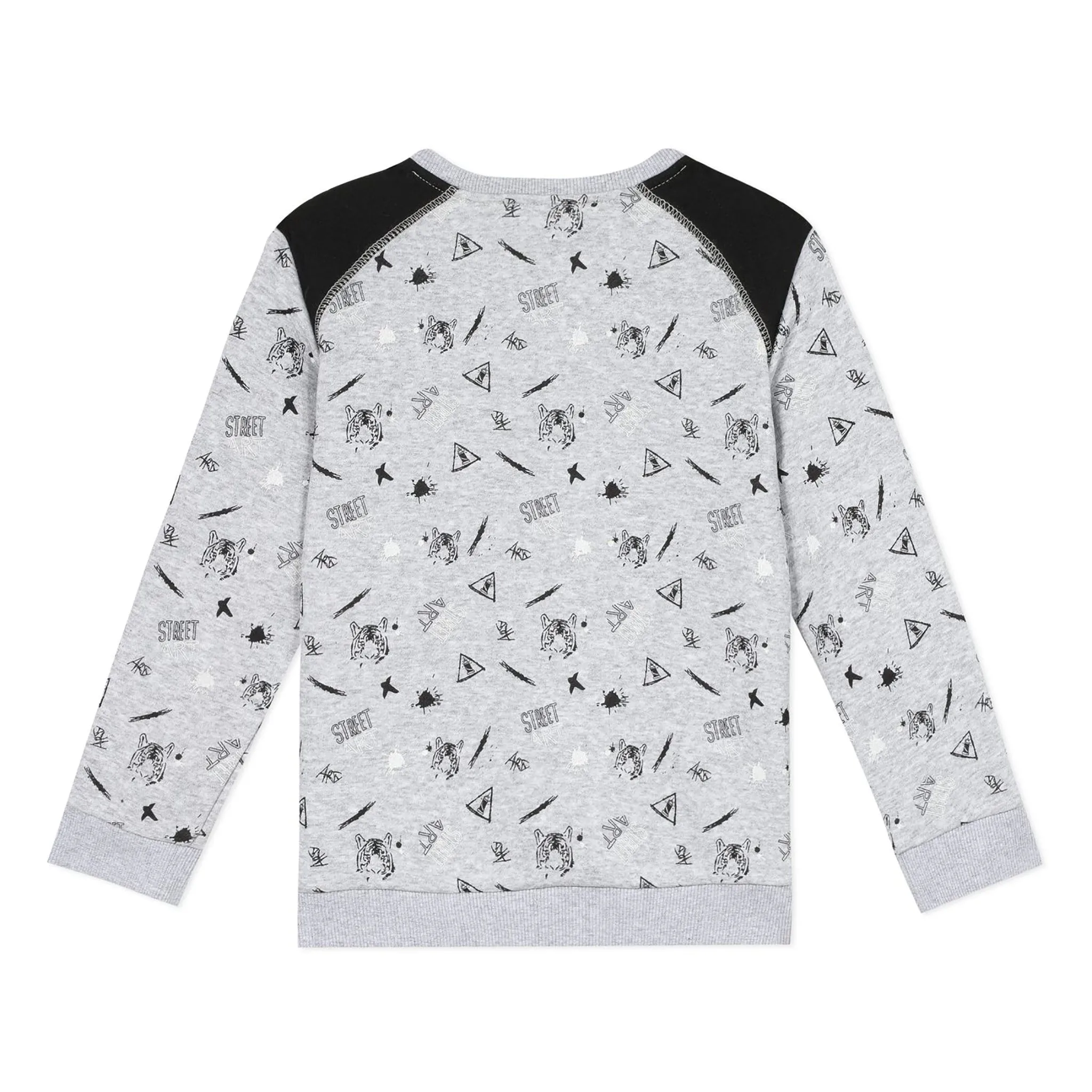 Heather grey printed fleece sweatshirt  - FINAL SALE