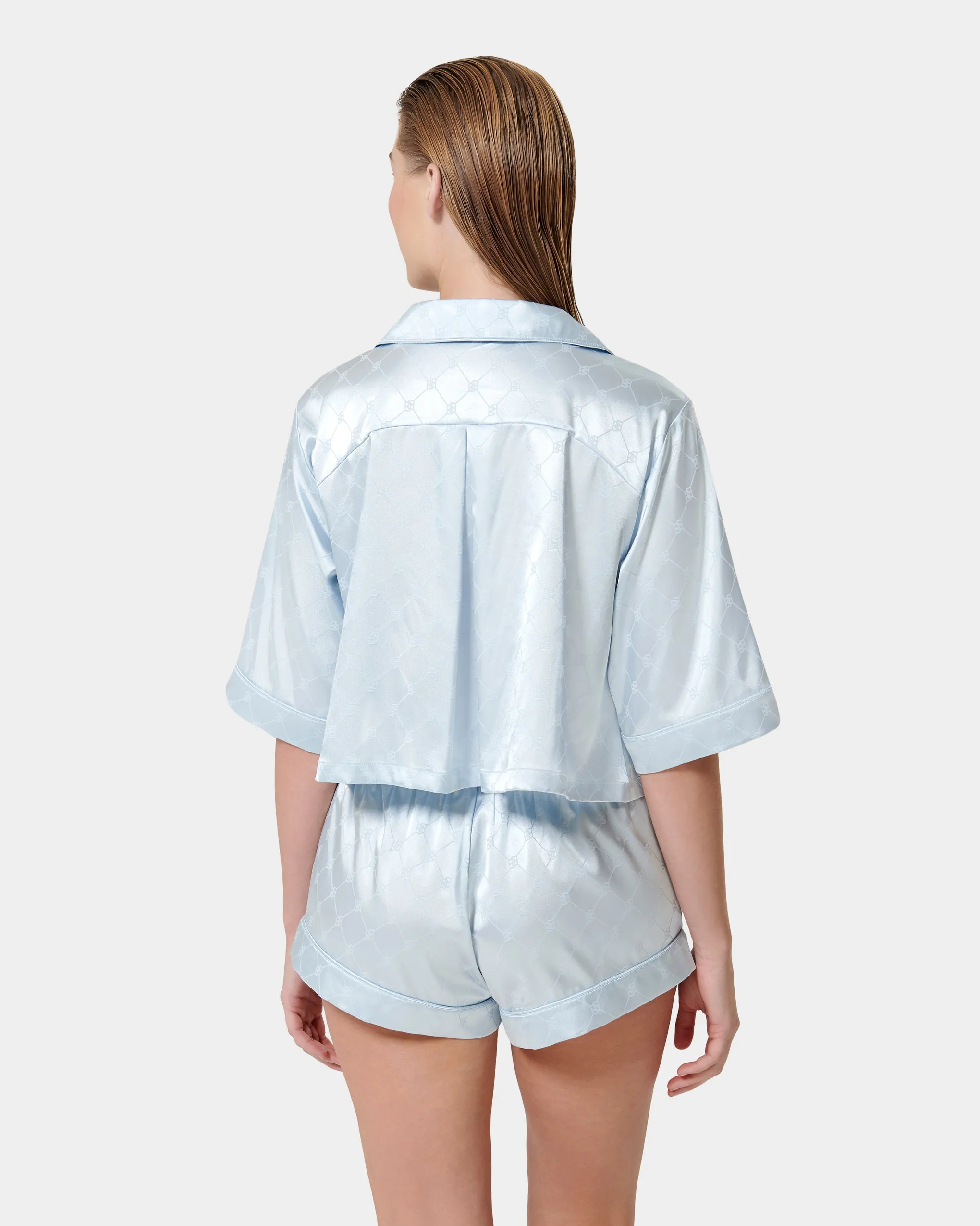 Helene Luxury Satin Short Pyjama Set Ice Water Blue