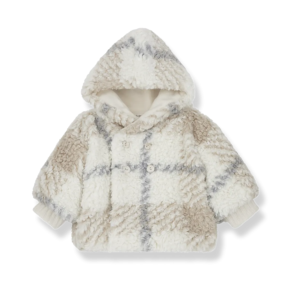 jacket sherpa plaid - ecru