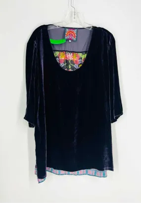 Johnny Was Size M Purple/Multi Floral Velour Designer Tunic