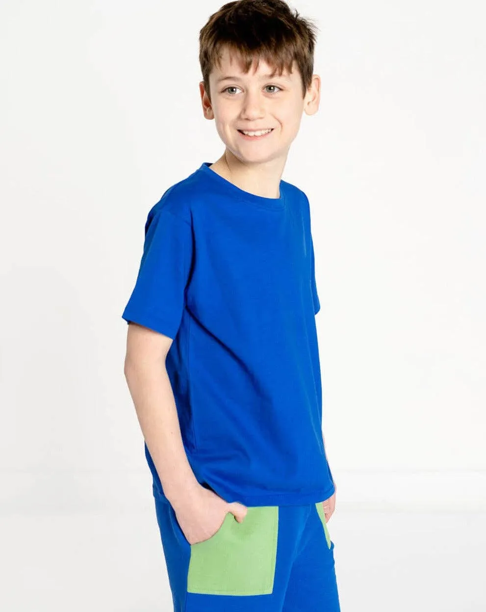 Kids' Organic Cotton Shorts - Blue Color Block