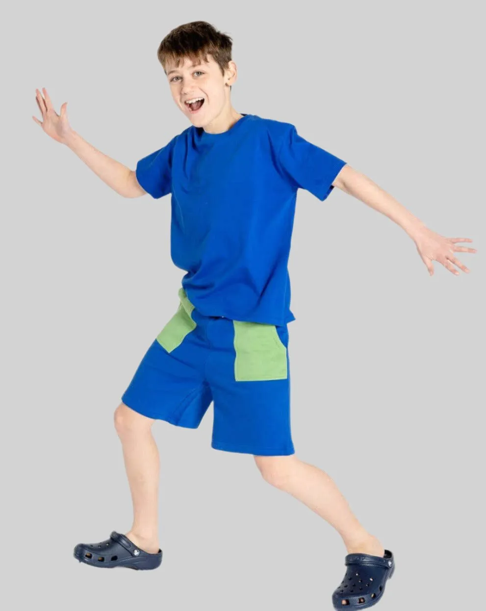 Kids' Organic Cotton Shorts - Blue Color Block