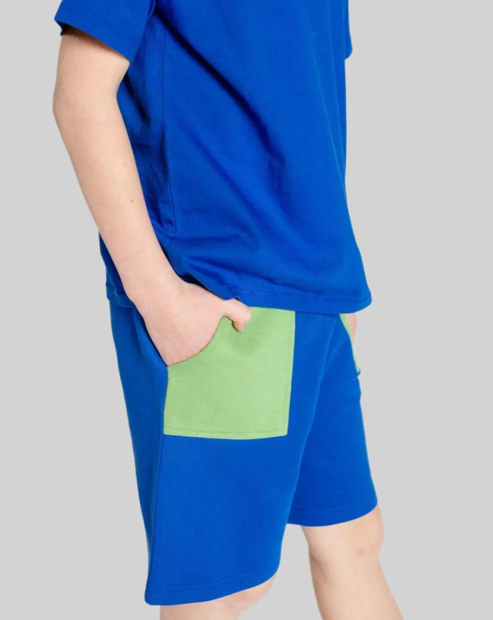 Kids' Organic Cotton Shorts - Blue Color Block