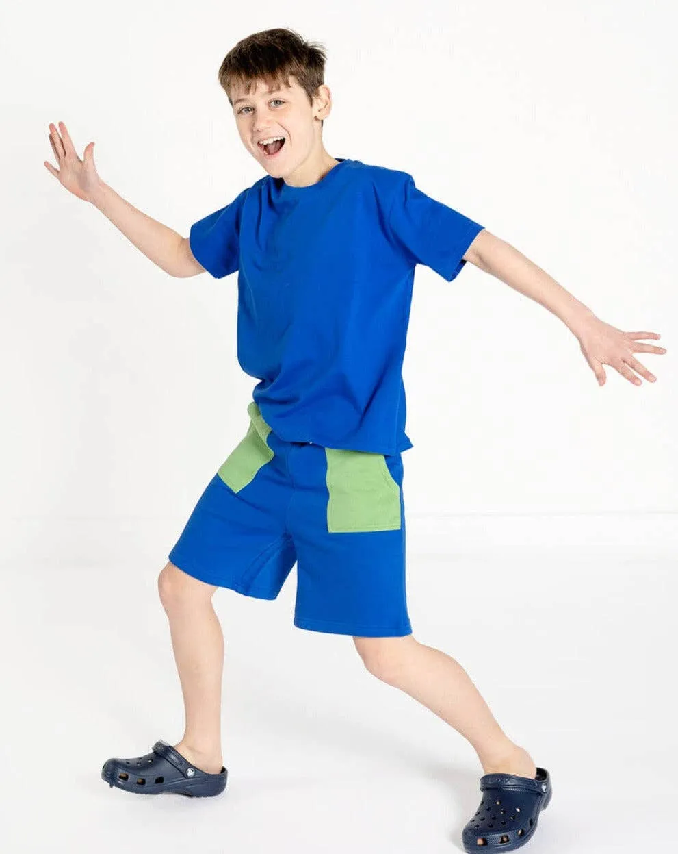 Kids' Organic Cotton Shorts - Blue Color Block