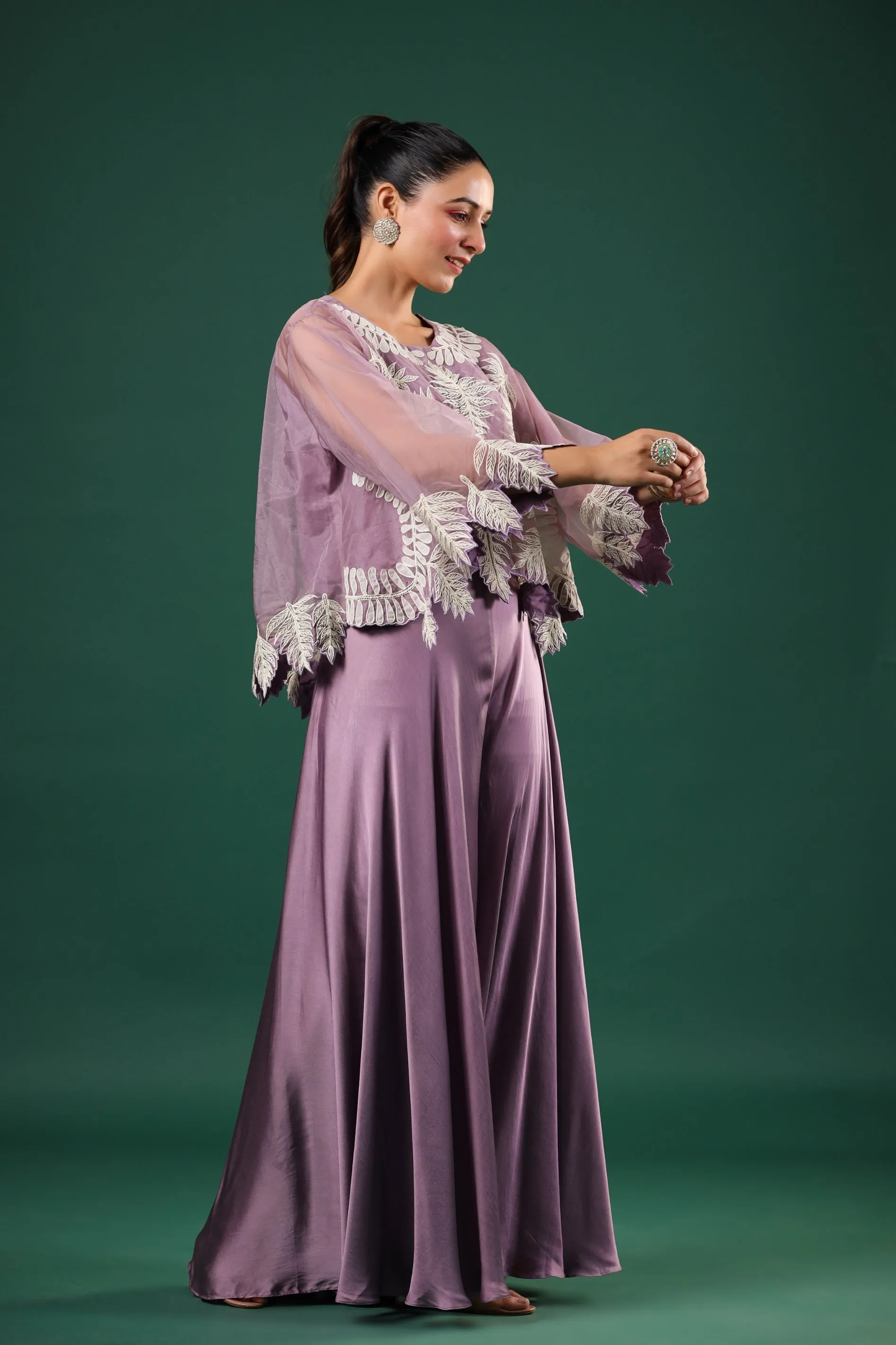 Lilac Organza Silk Palazzo Set