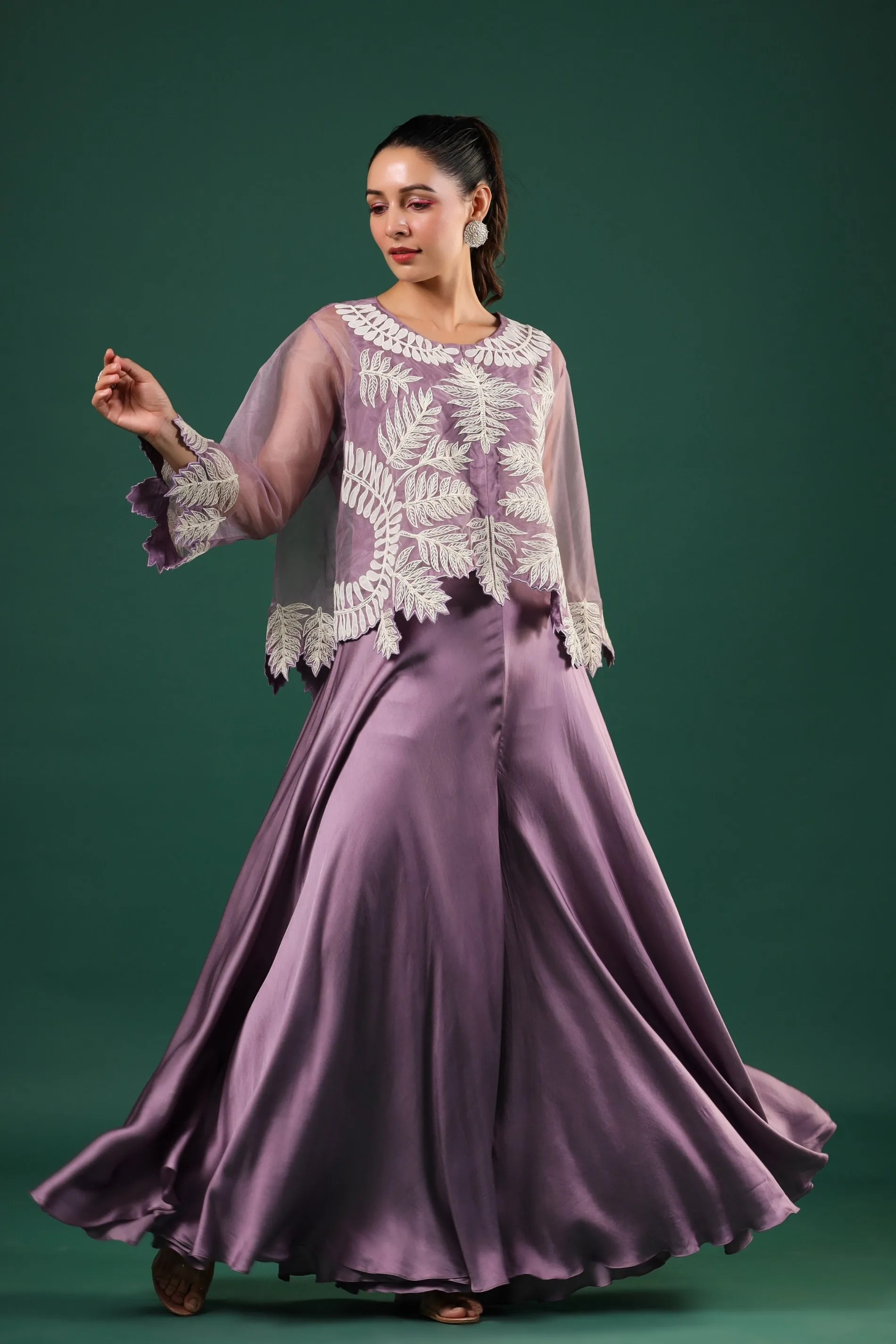 Lilac Organza Silk Palazzo Set