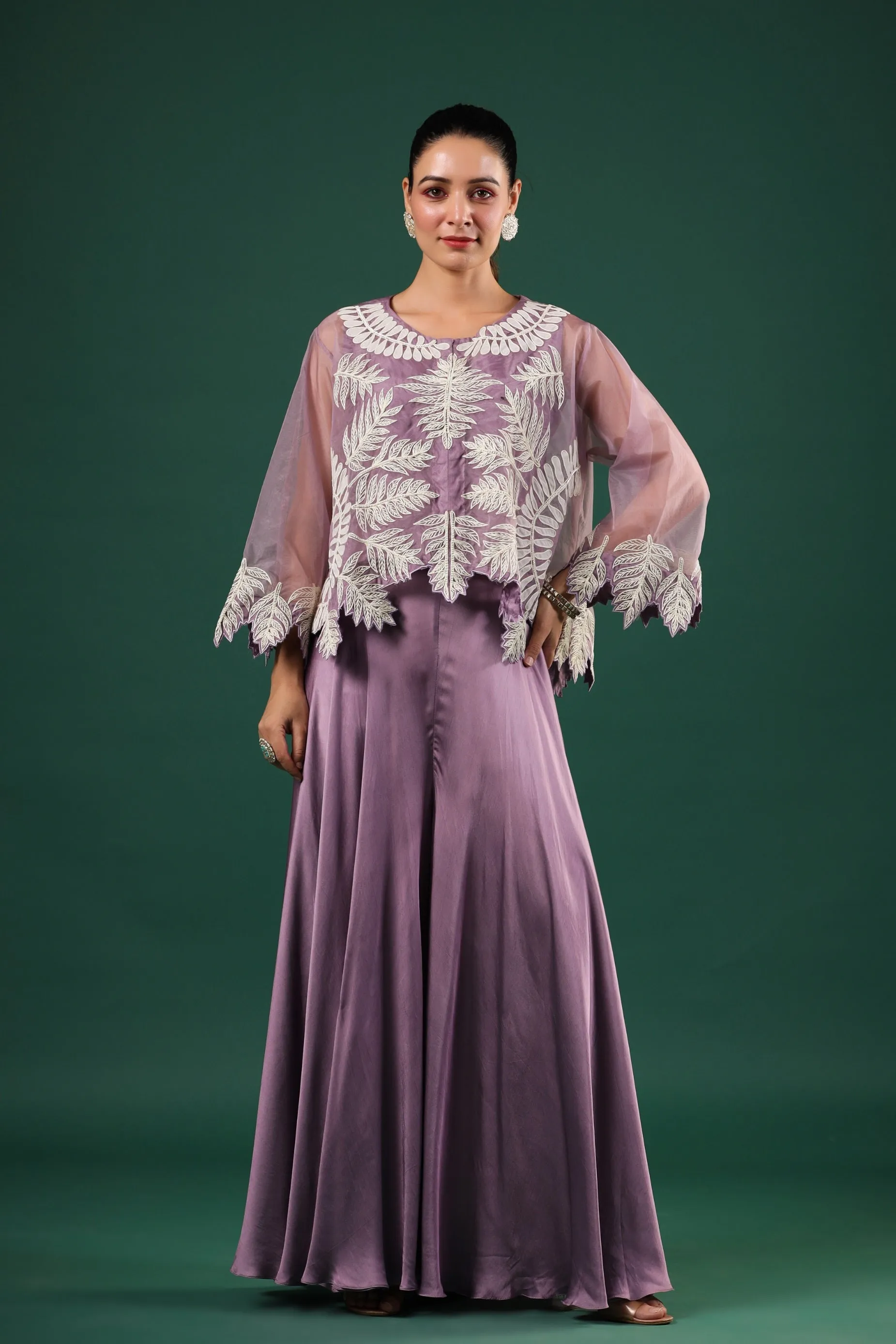 Lilac Organza Silk Palazzo Set