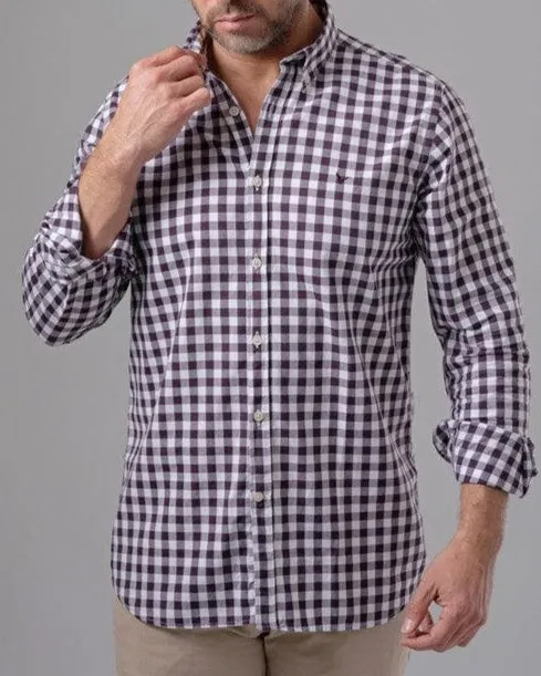 LONG SLEEVE CHECKERED SHIRT - DARK PURPLE