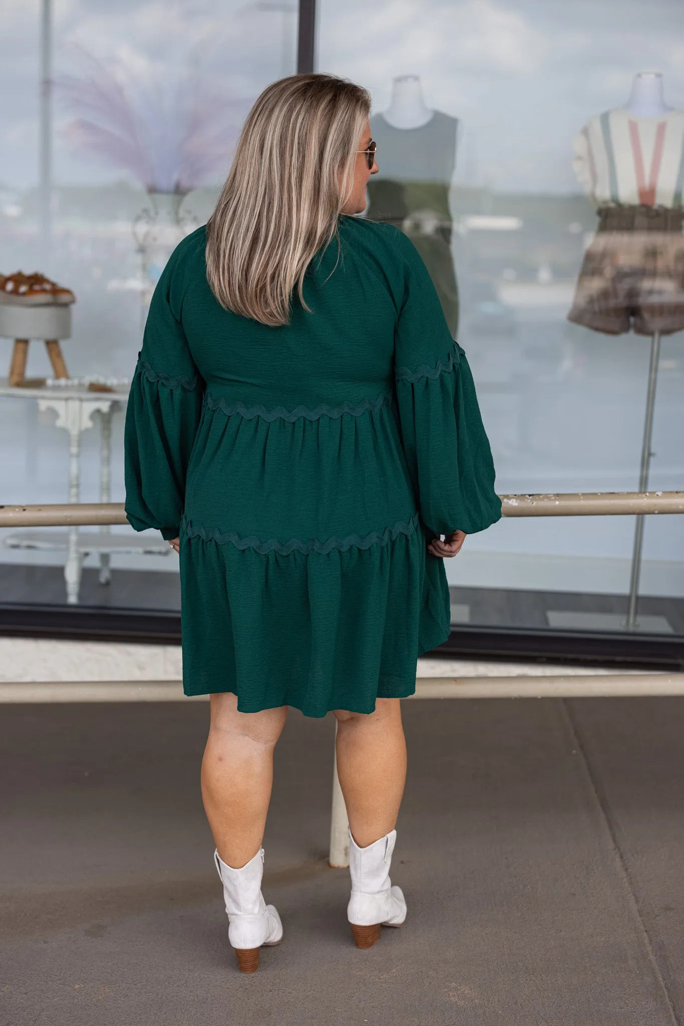 Lovely Tiered Hunter Green Dress