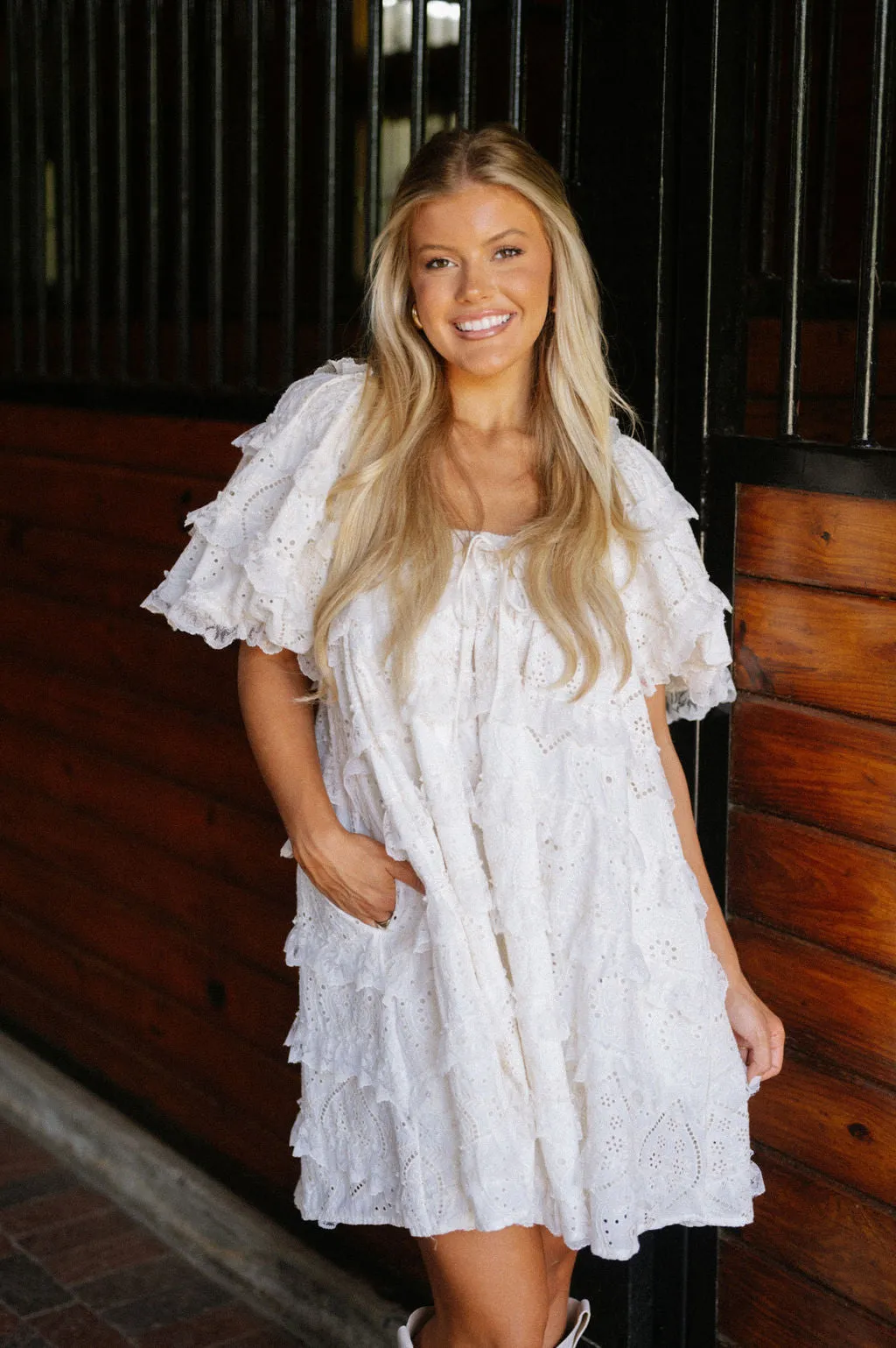 Maddy Eyelet Babydoll Dress - Off White