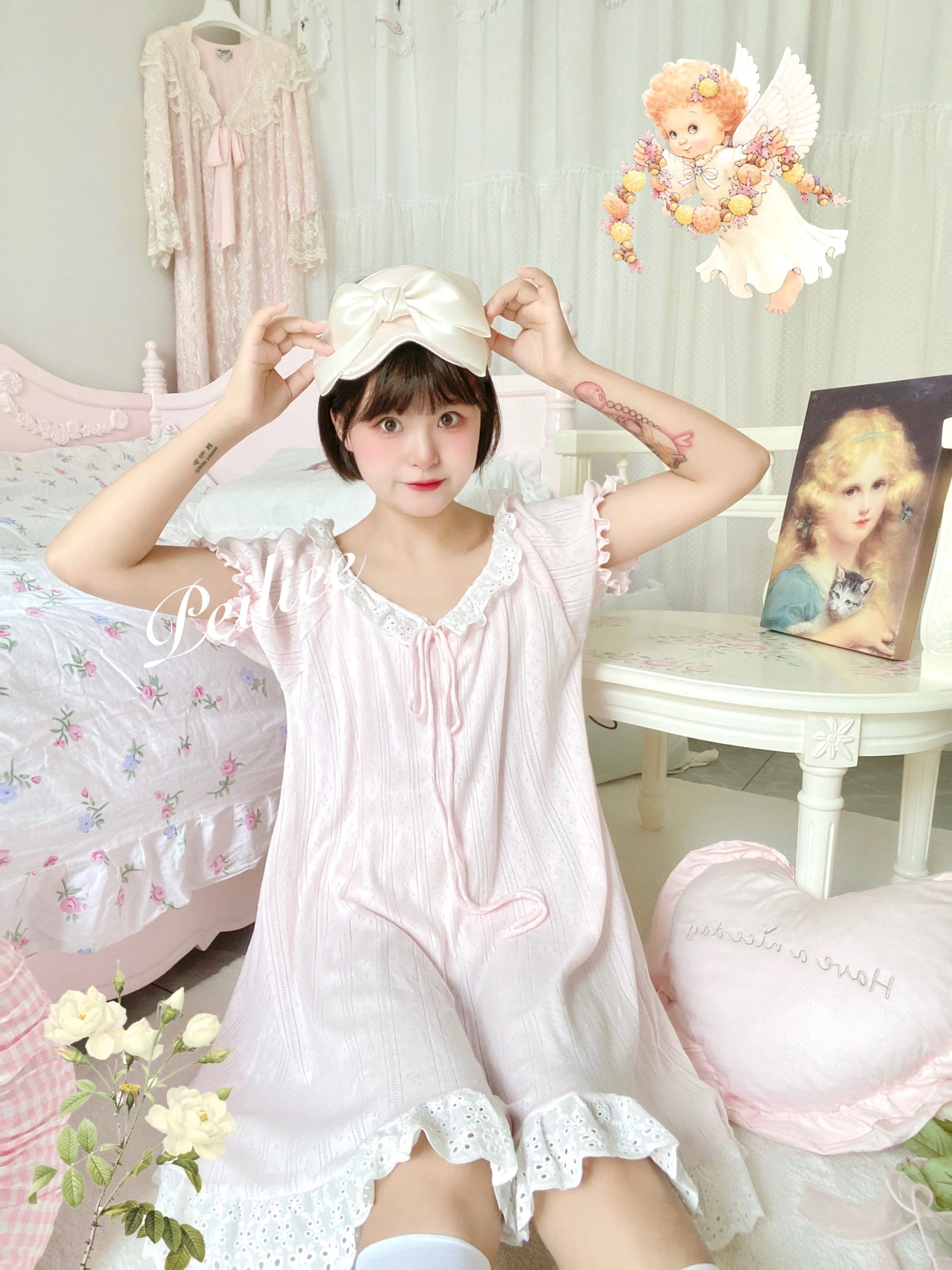 [Made by Peiliee] Love is two hearts as one cotton sleepwear loungewear dress