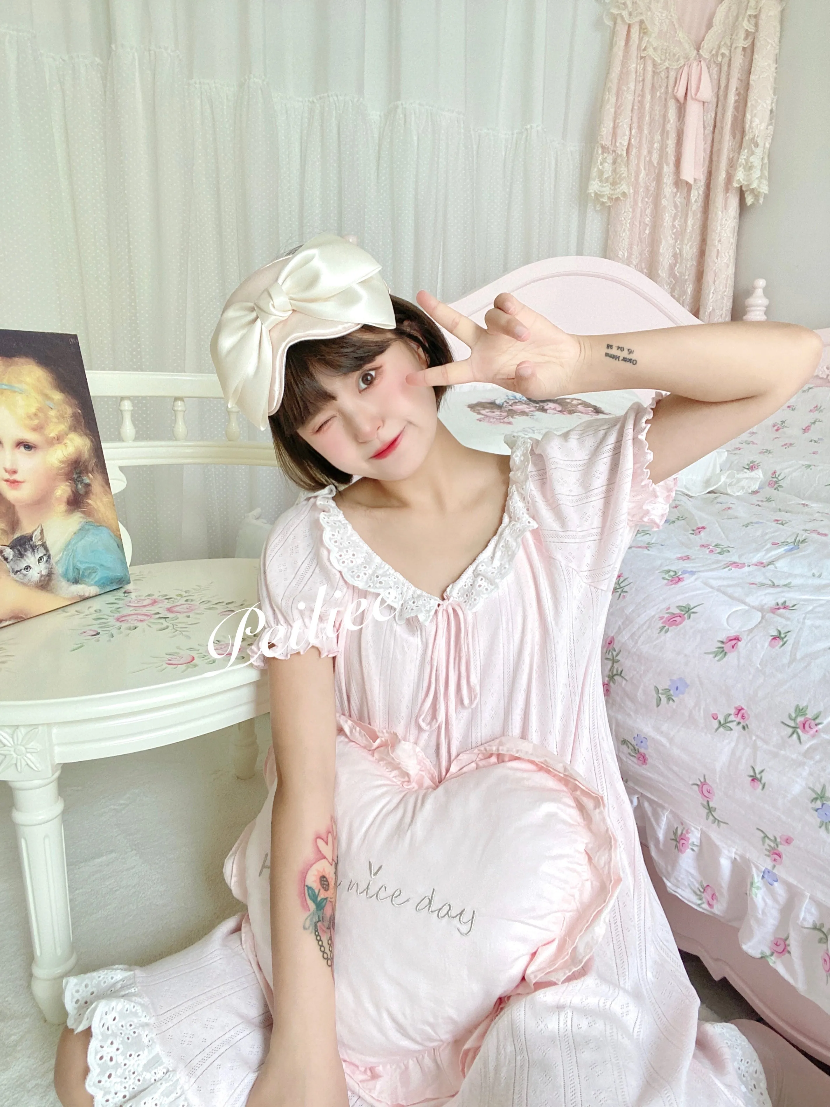 [Made by Peiliee] Love is two hearts as one cotton sleepwear loungewear dress