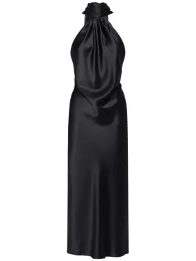 Max Mara   Moli satin long dress w/ self-tie panel 