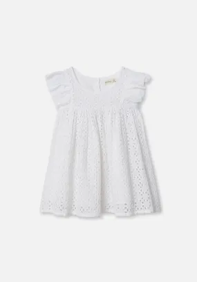 Miann & Co Kids - Flutter Shoulder Dress - Shell Broderie