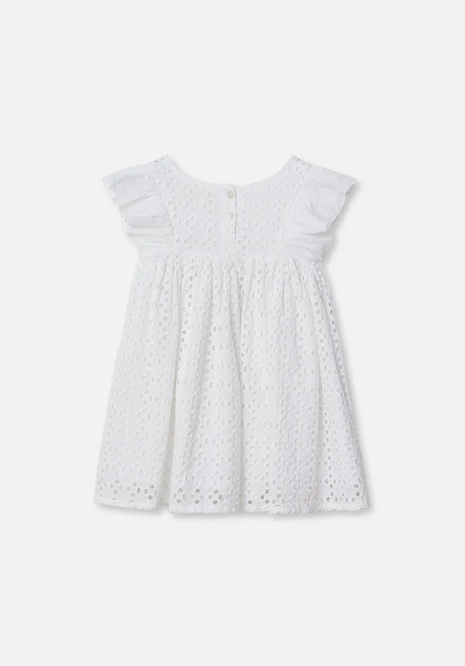 Miann & Co Kids - Flutter Shoulder Dress - Shell Broderie