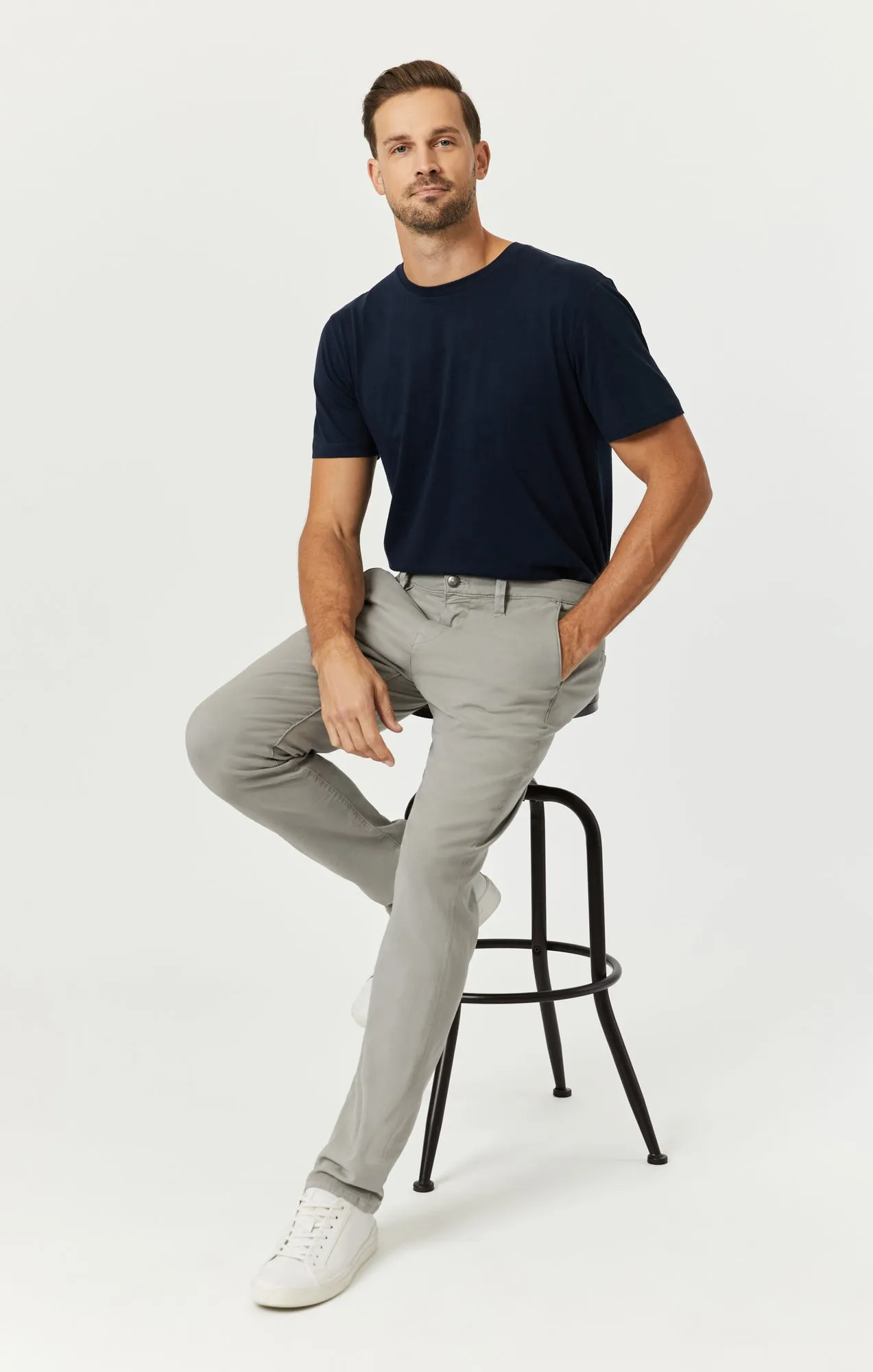 MILTON SLIM STRAIGHT CHINO IN IRON LUXE TWILL