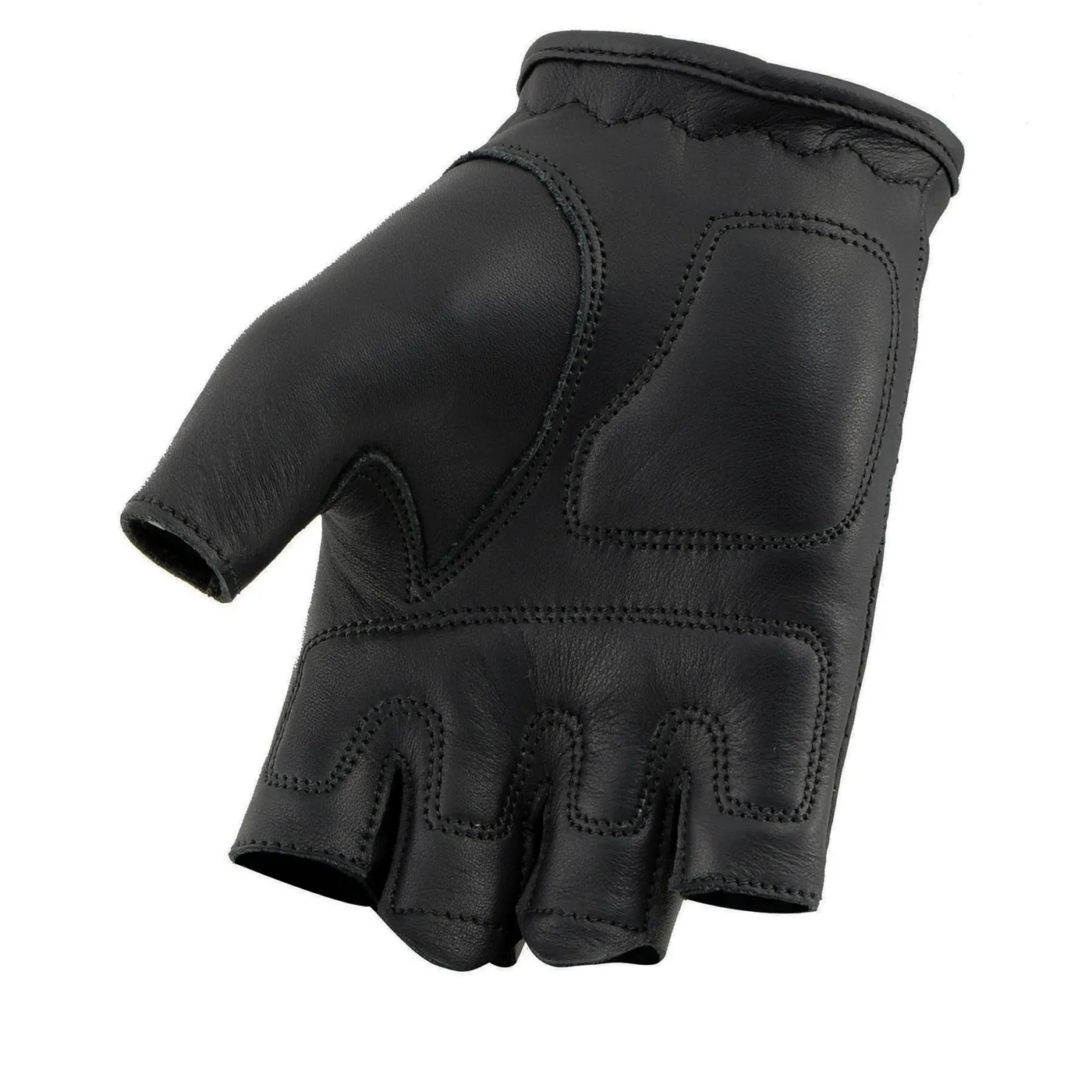 Milwaukee Leather MG7780 Women's Black Leather Perforated Fingerless Motorcycle Gloves - Gel Padded Palm Biker Gloves