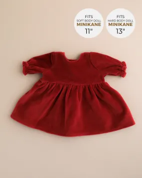 Minikane Doll Clothes | Doll Velvet Dress - Red