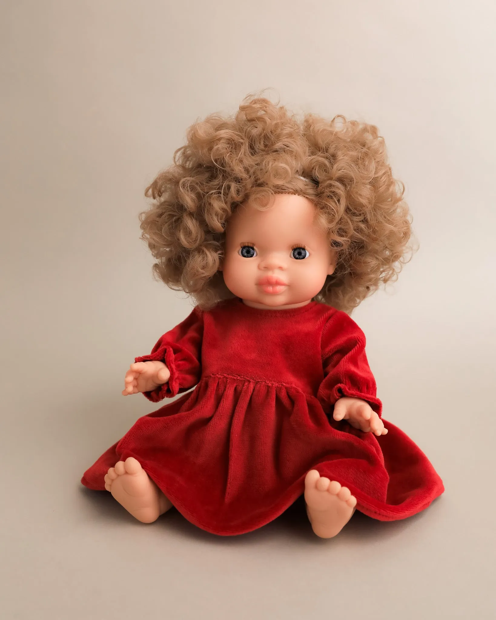 Minikane Doll Clothes | Doll Velvet Dress - Red