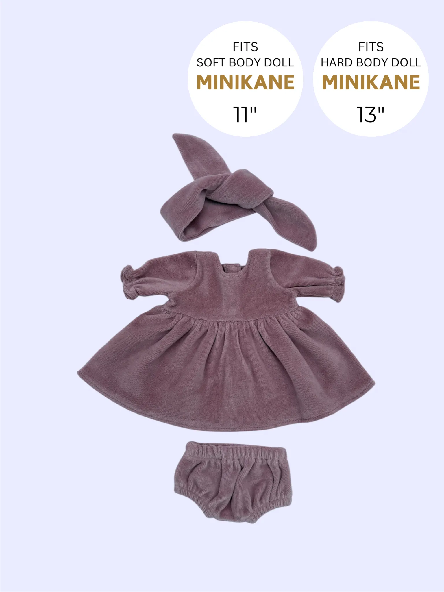 Minikane Doll Clothes | Doll Velvet Dress w/ Headband - Pink