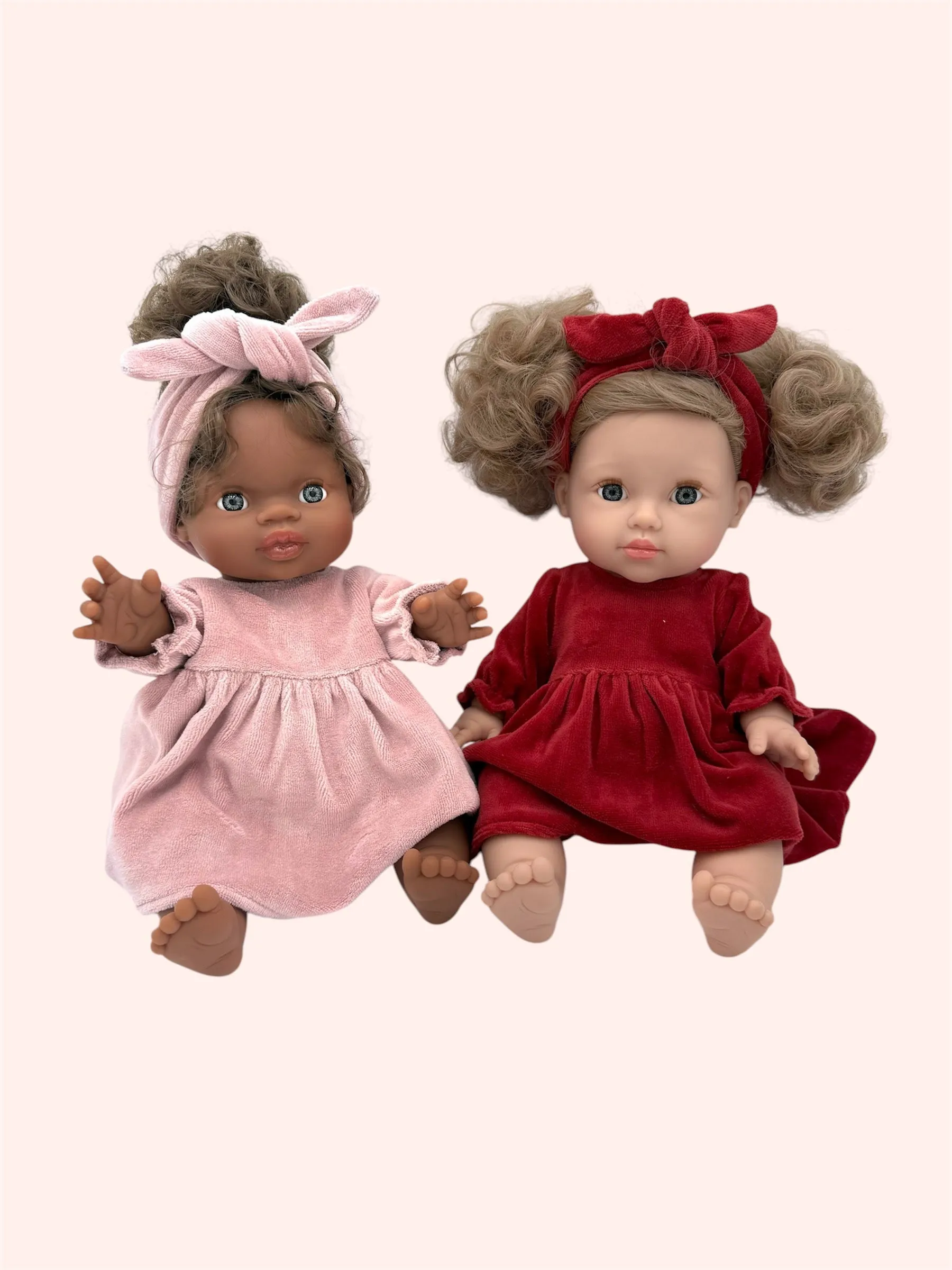 Minikane Doll Clothes | Doll Velvet Dress w/ Headband - Pink