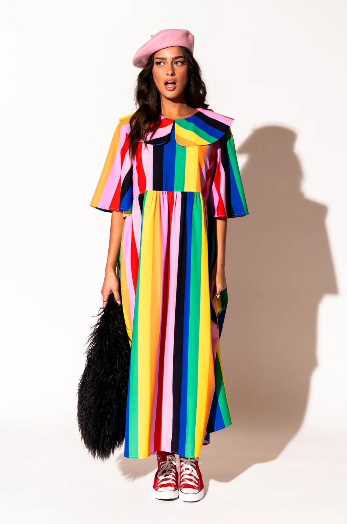 Neverland Dress in Rainbow Candy Stripe