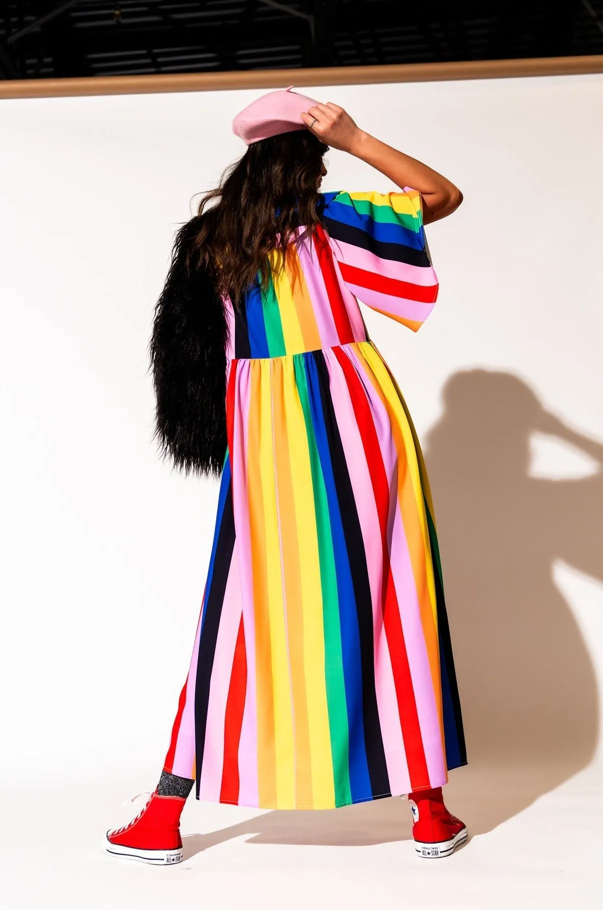 Neverland Dress in Rainbow Candy Stripe