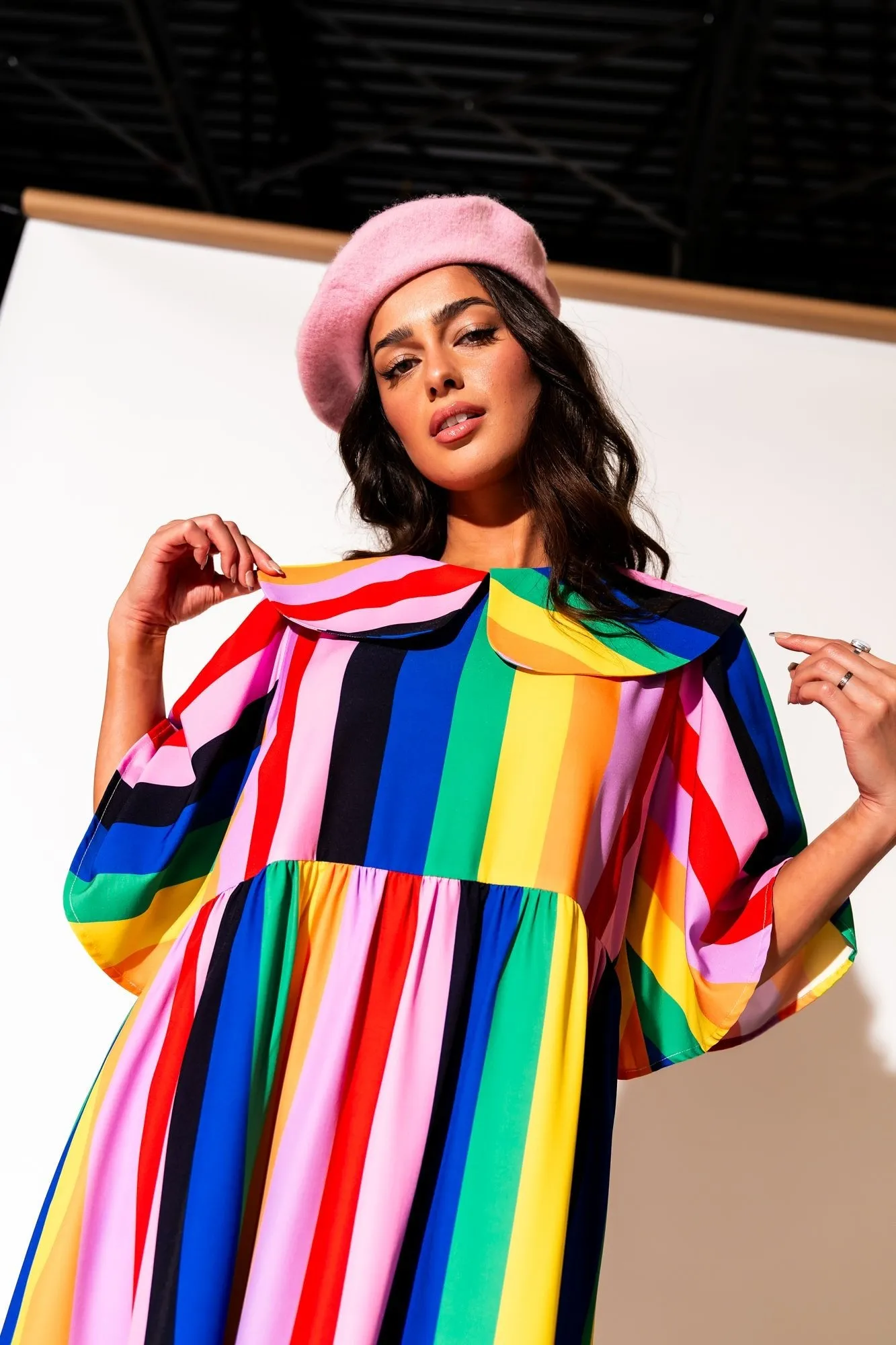 Neverland Dress in Rainbow Candy Stripe