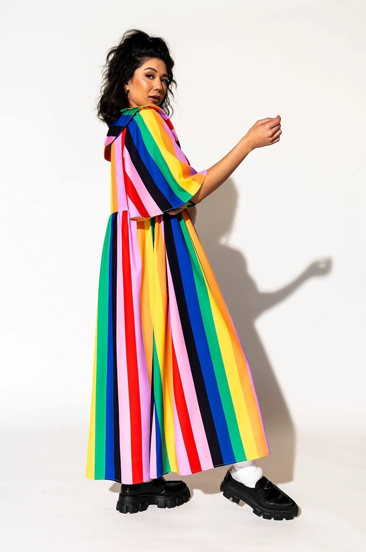 Neverland Dress in Rainbow Candy Stripe