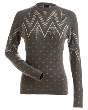 Nils Mikaela Women's Base Layer Knit Top - Graphite/Heather White