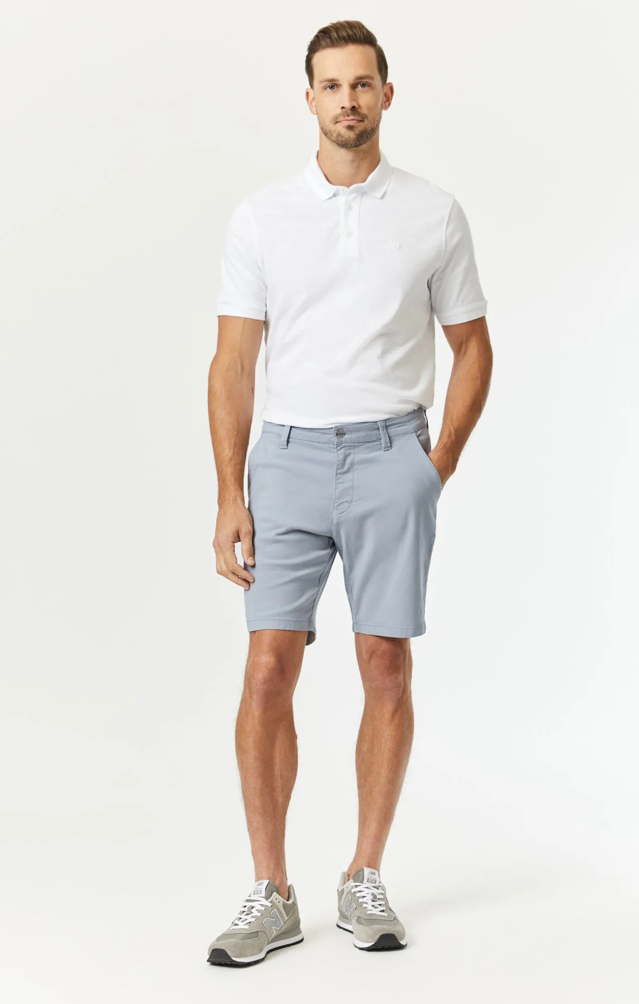 NOAH SHORTS IN PEARL BLUE LUXE TWILL